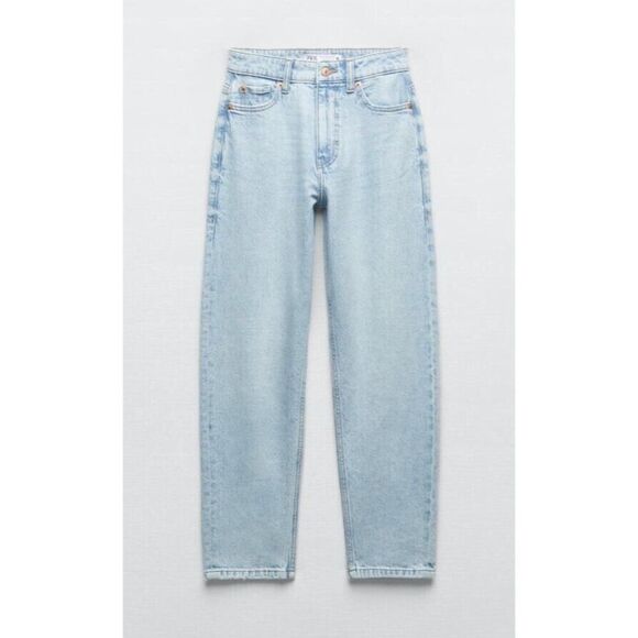 Zara Womens Ankle Mom Fit Jeans EU 36 US 4 Blue Slim High Rise 7223/221 NWT - Picture 3 of 12